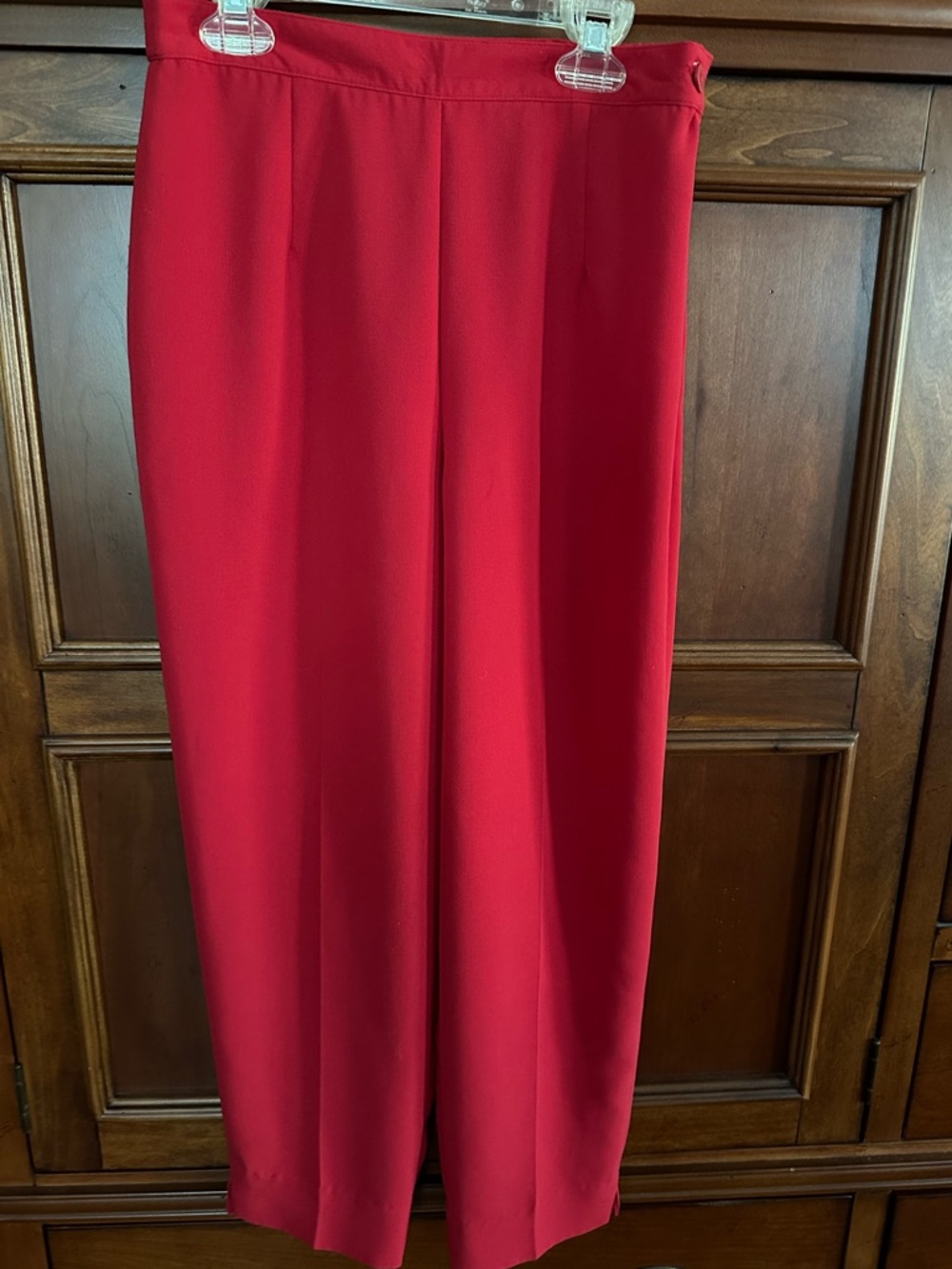 Joan Leslie Women's Red Dress Slacks Invisible Zipper Button Elastic Size M EUC